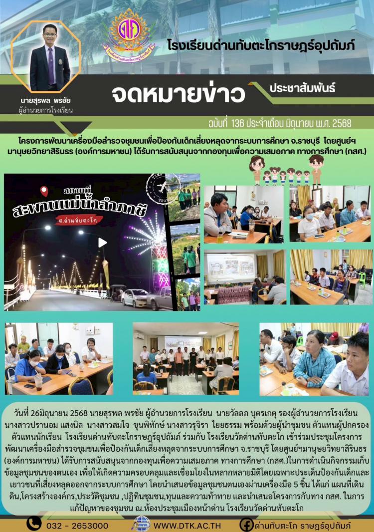 โครงการพัฒนาเครื่องมือสำรวจชุมชนเพื่อป้องกันเด็กเสี่ยงหลุดจากระบบการศึกษา