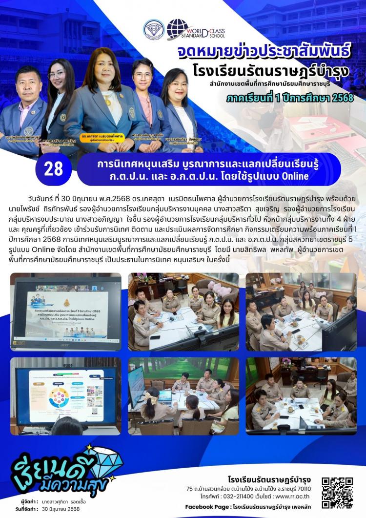 28 การนิเทศหนุนเสริม บูรณาการและแลกเปลี่ยนเรียนรู้ ก.ต.ป.น. และ อ.ก.ต.ป.น. โดยใช้รูปแบบ Online
