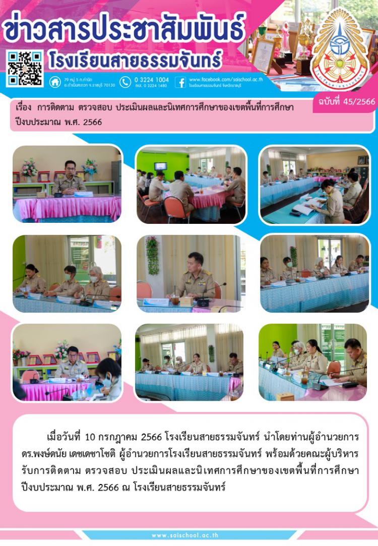 การติดตาม ตรวจสอบ ประเมินผลและนิเทศการศึกษาของเขตพื้นที่การศึกษา ปีงบประมาณ พ.ศ.2566