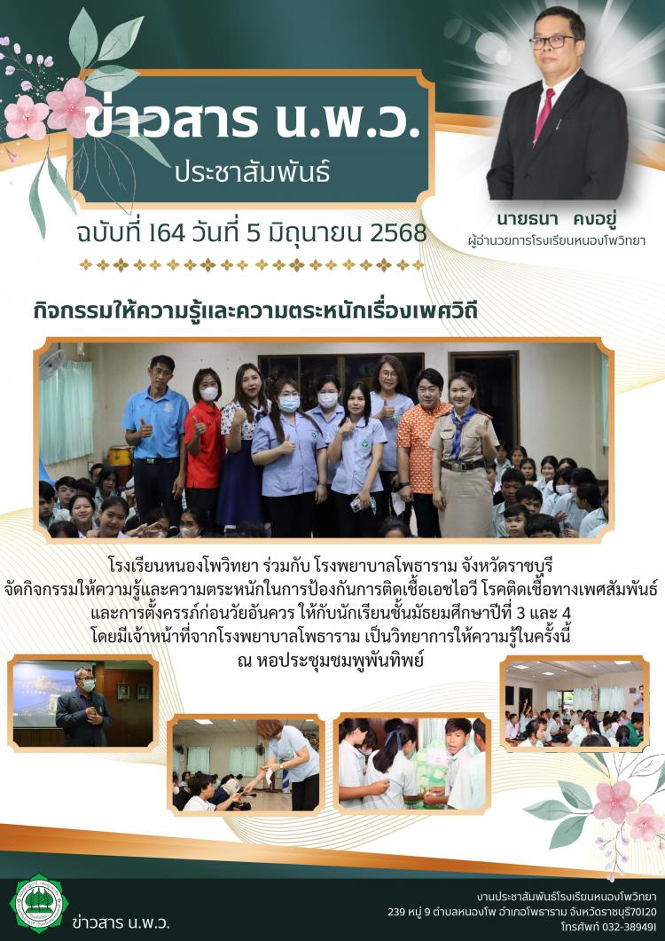 กิจกรรมให้ความรู้และความตระหนักในการป้องกันการติดเชื้อเอชไอวี โรคติดเชื้อทางเพศสัมพันธ์ และการตั้งครรภ์ก่อนวัยอันควร