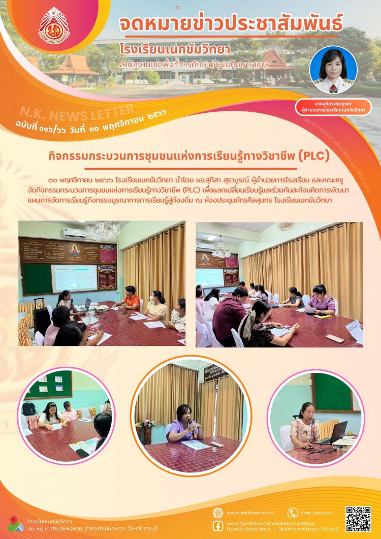กิจกรรมกระบวนการชุมชนแห่งการเรียนรู้ทางวิชาชีพ (PLC)