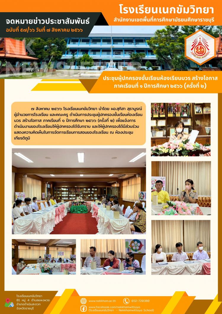 ประชุมผู้ปกครองชั้นเรียนห้องเรียนบวร สร้างโอกาส ภาคเรียนที่ ๑ ปีการศึกษา ๒๕๖๖ (ครั้งที่ ๒)