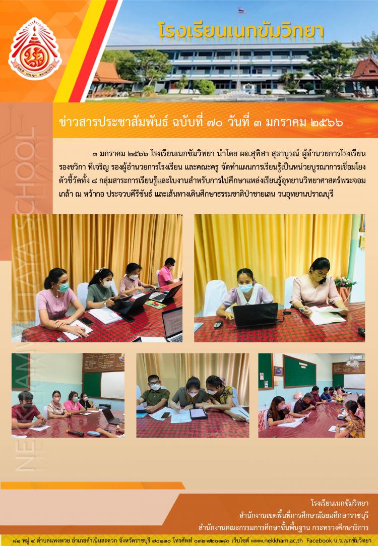 การจัดทำแผนการเรียนรู้เป็นหน่วยบูรณาการเชื่อมโยงตัวชี้วัด ๘ กลุ่มสาระการเรียนรู้ ในการศึกษาแหล่งเรียนรู้อุทยานวิทยาศาสตร์พระจอมเกล้า ณ หว้ากอ ประจวบคีรีขันธ์