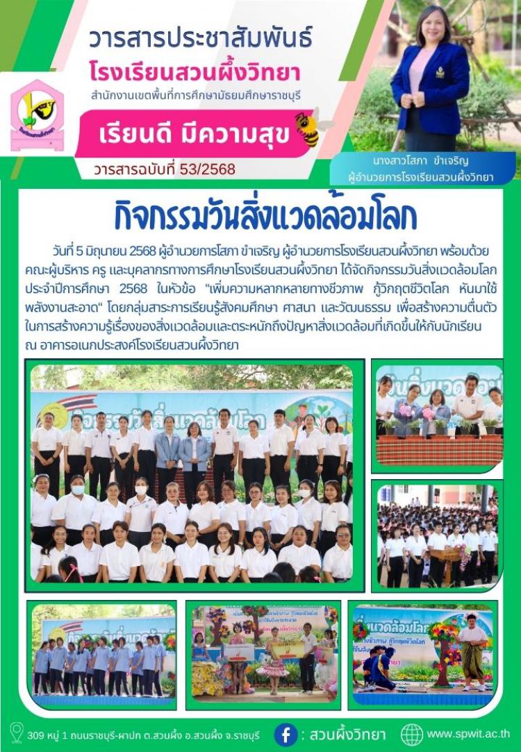 กิจกรรมวันสิ่งแวดล้อมโลก ประจำปีการศึกษา 2568 