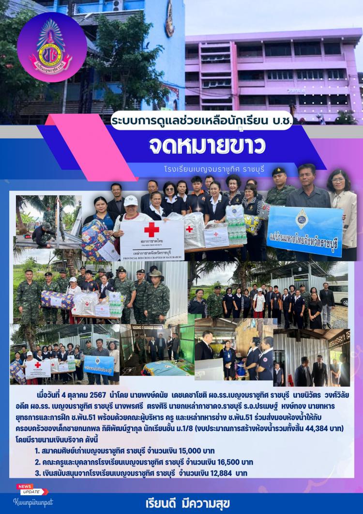 ส่งมอบห้องน้ำให้กับครอบครัวของนักเรียนโรงเรียนเบญจมราชูทิศ ราชบุรี