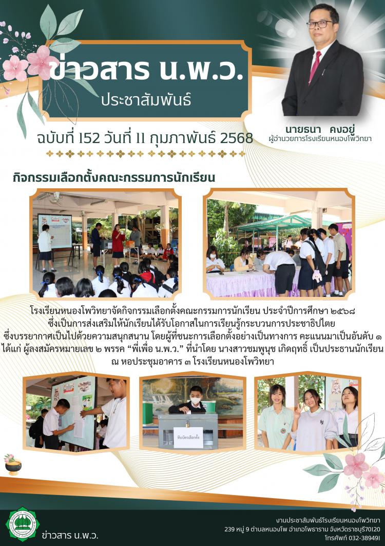กิจกรรมเลือกตั้งคณะกรรมการนักเรียน ประจำปีการศึกษา ๒๕๖๘