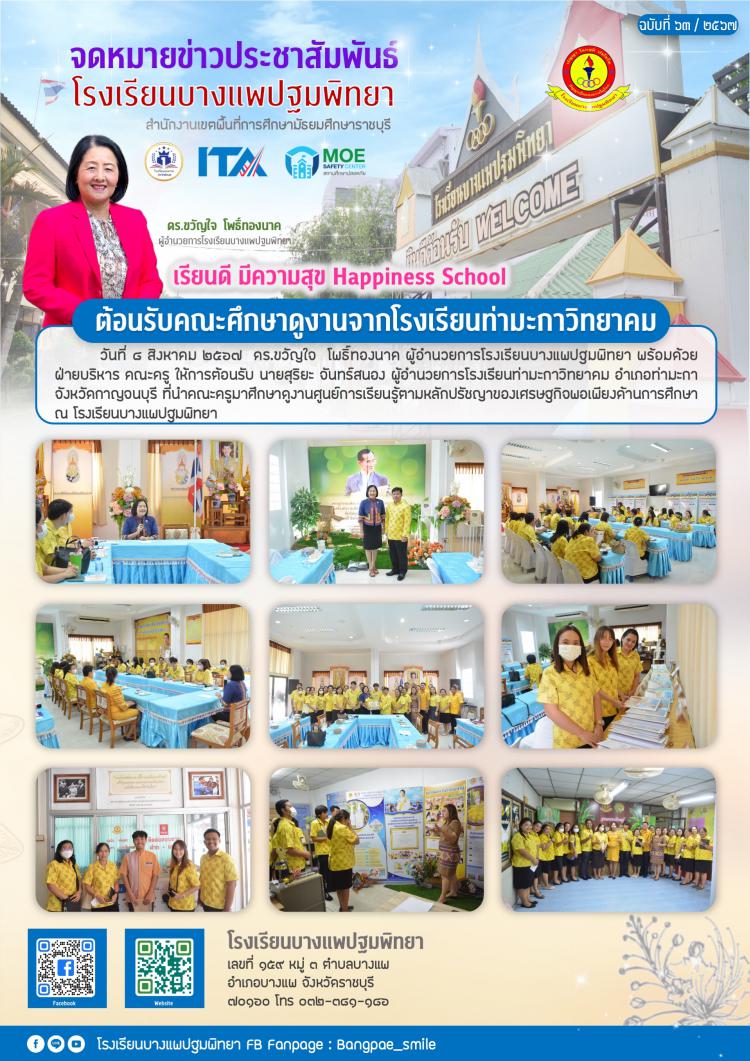 ต้อนรับคณะศึกษาดูงานจากโรงเรียนท่ามะกาวิทยาคม
