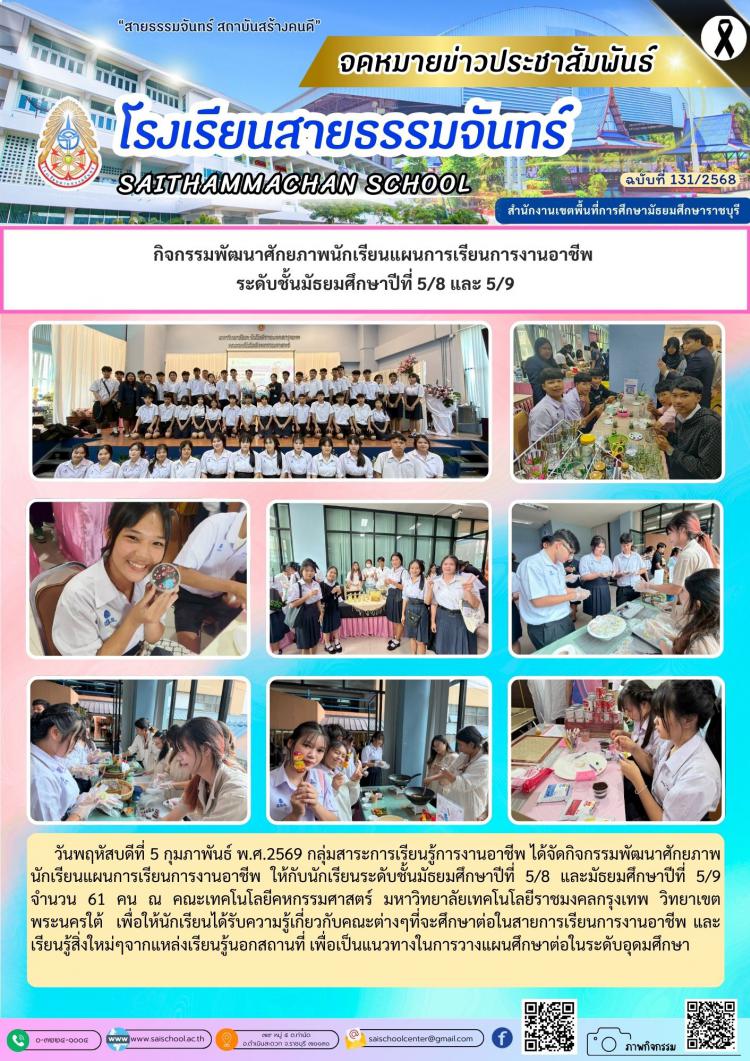 กิจกรรมพัฒนาศักยภาพนักเรียนแผนการเรียนการงานอาชีพ  ระดับชั้นมัธยมศึกษาปีที่ 5/8 และ 5/9