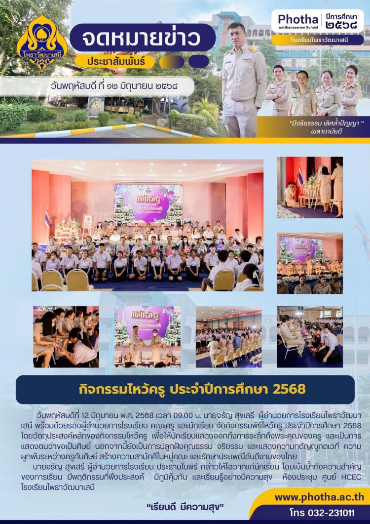 กิจกรรมไหว้ครู ประจำปีการศึกษา 2568