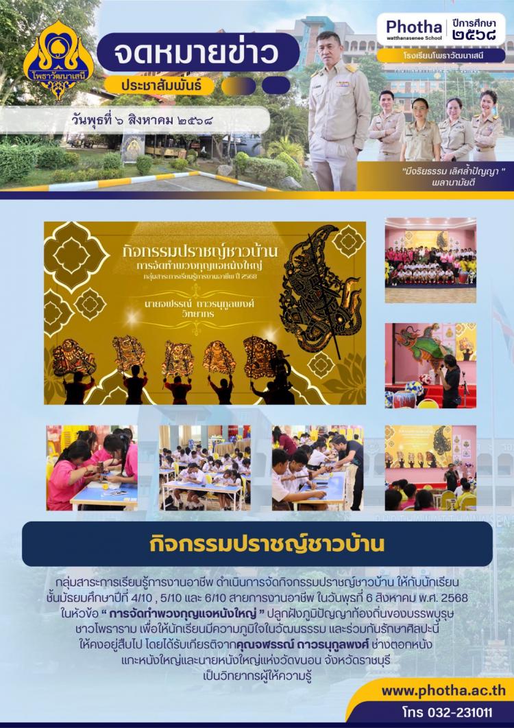 กิจกรรมปราชญ์ชาวบ้าน ในหัวข้อ “การจัดทำพวงกุญแจหนังใหญ่”