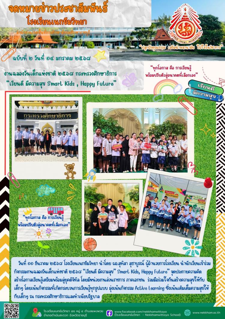 งานฉลองวันเด็กแห่งชาติ ๒๕๖๘ กระทรวงศึกษาธิการ  “เรียนดี มีความสุข Smart Kids , Happy Future”