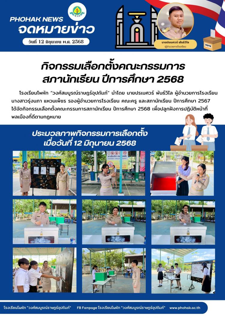 กิจกรรมเลือกตั้งคณะกรรมการ สภานักเรียน ปีการศึกษา 2568