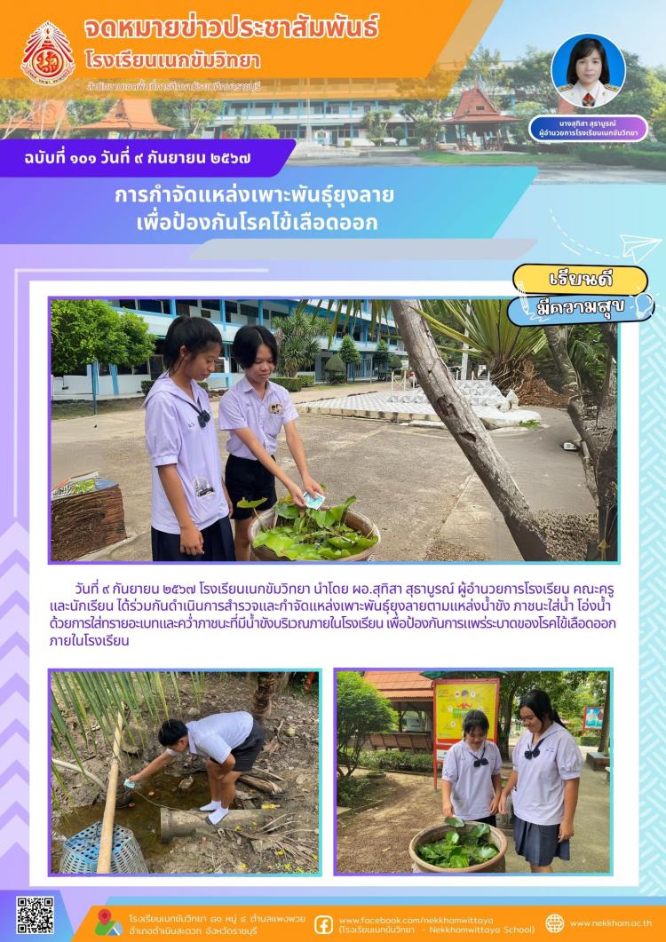 การกำจัดแหล่งเพาะพันธุ์ยุงลาย เพื่อป้องกันโรคไข้เลือดออก