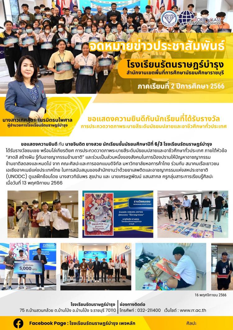 11 ขอแสดงความยินดีกับนักเรียนที่ได้รับรางวัลการประกวดวาดภาพระบายสีระดับมัธยมศึกษาปลายและอาชีวศึกษาทั่วประเทศ