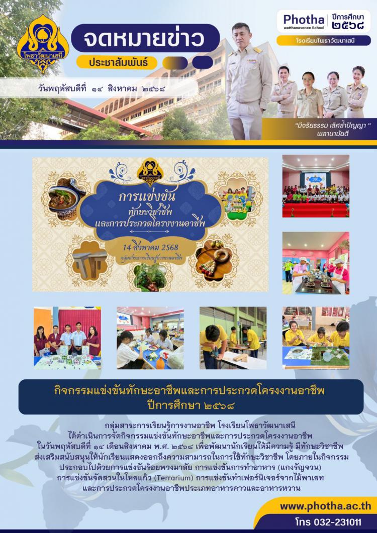 กิจกรรมแข่งขันทักษะอาชีพและการประกวดโครงงานอาชีพ ประจำปี พ.ศ. 2568