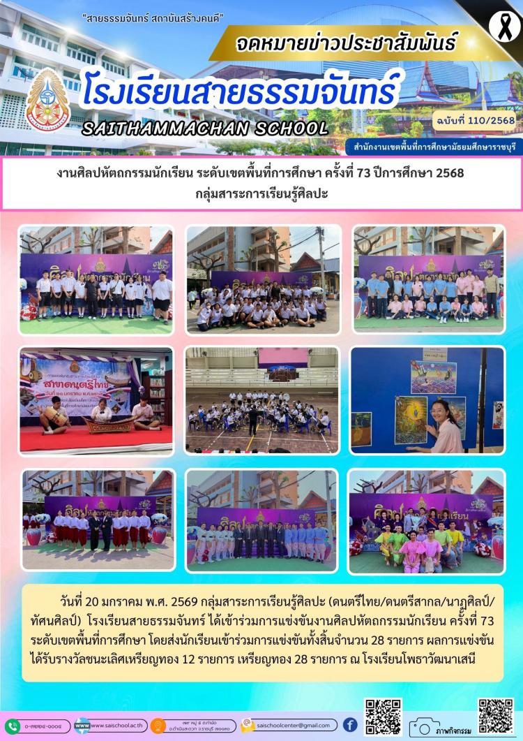 งานศิลปหัตถกรรมนักเรียน ระดับเขตพื้นที่การศึกษา ครั้งที่ 73 ปีการศึกษา 2568  กลุ่มสาระการเรียนรู้ศิลปะ