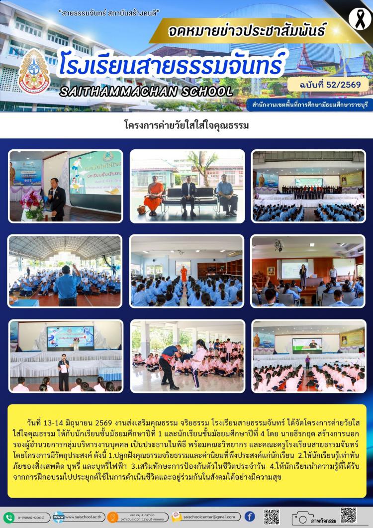 โครงการค่ายวัยใสใส่ใจคุณธรรม