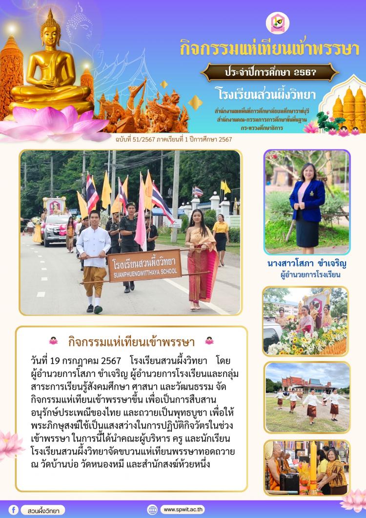 กิจกรรมแห่เทียนเข้าพรรษา ประจำปีการศึกษา 2567