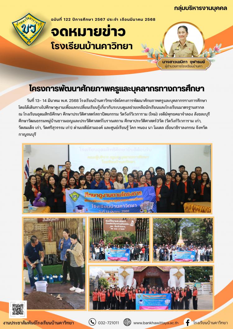 กิจกรรมโครงการพัฒนาศักยภาพครูและบุคลากรทางการศึกษา