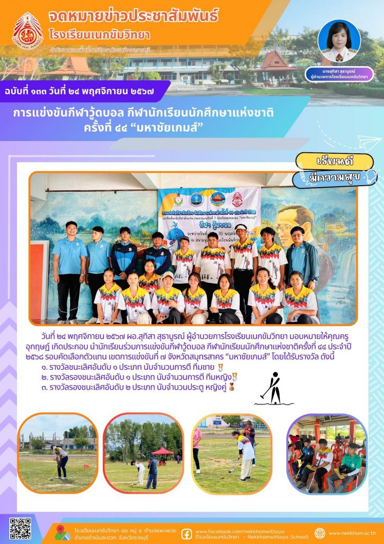 การแข่งขันกีฬาวู้ดบอล กีฬานักเรียนนักศึกษาแห่งชาติ ครั้งที่ ๔๔ “มหาชัยเกมส์”
