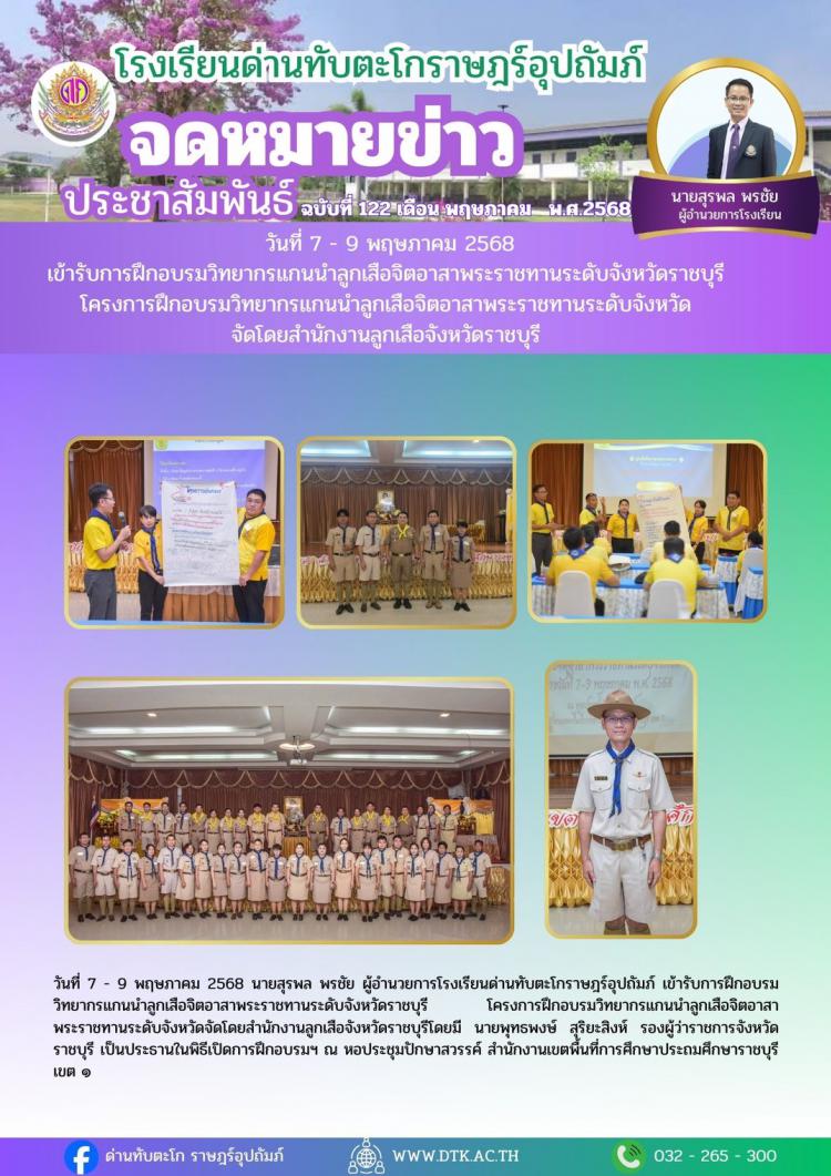 การฝึกอบรมวิทยากรแกนนำลูกเสือจิตอาสาพระราชทานระดับจังหวัดราชบุรี