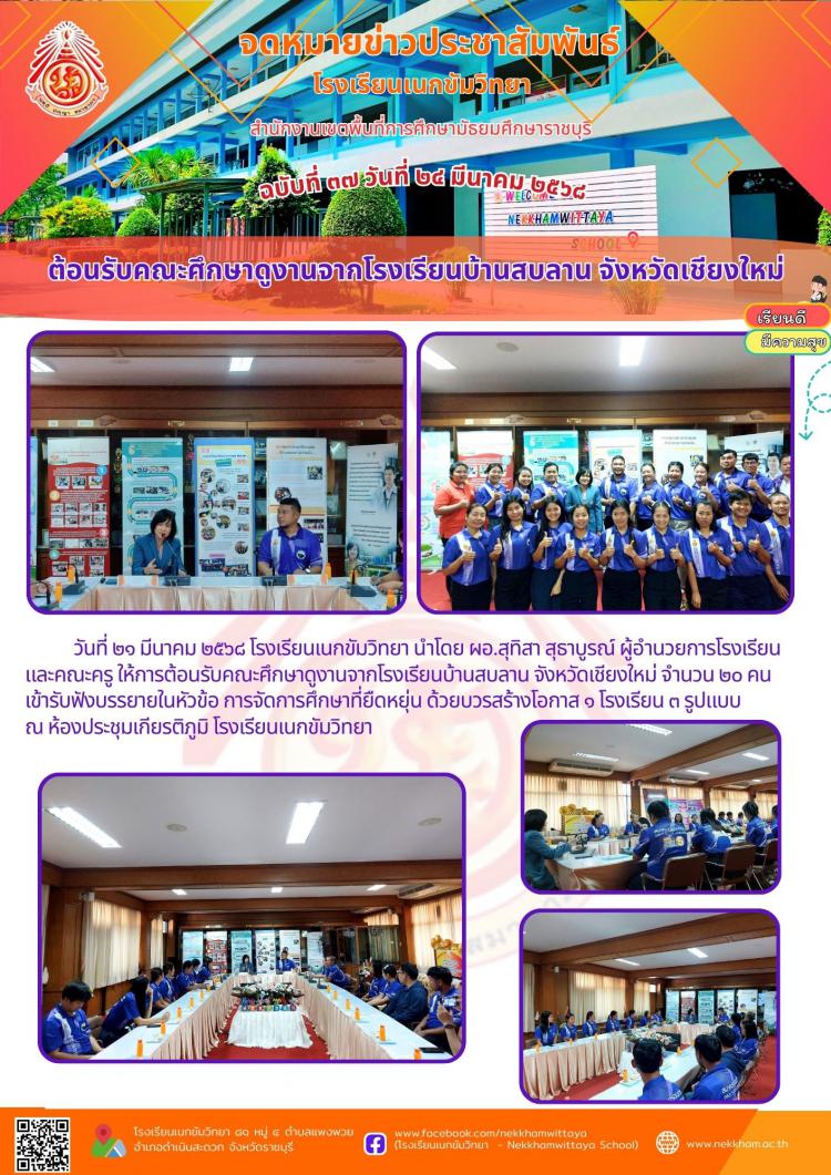 ต้อนรับคณะศึกษาดูงานจากโรงเรียนบ้านสบลาน จังหวัดเชียงใหม่