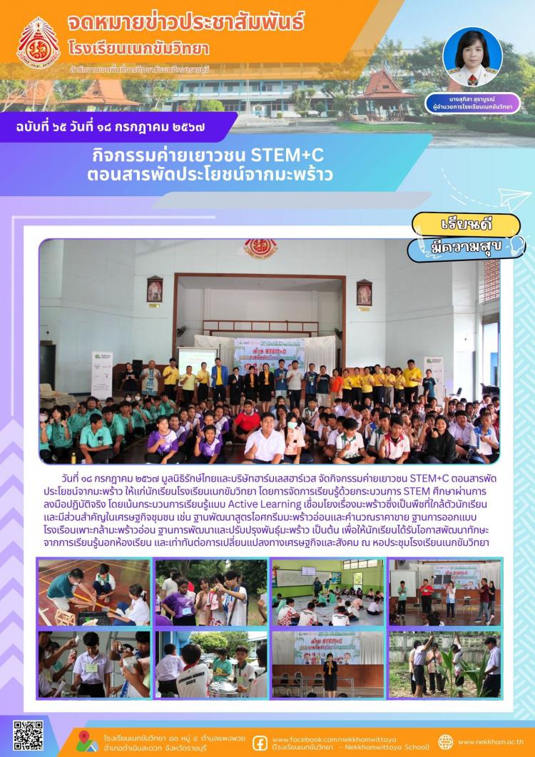 กิจกรรมค่ายเยาวชน STEM+C ตอนสารพัดประโยชน์จากมะพร้าว