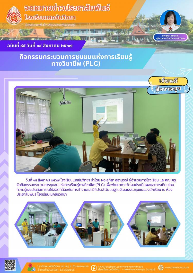 กิจกรรมกระบวนการชุมชนแห่งการเรียนรู้ทางวิชาชีพ (PLC)