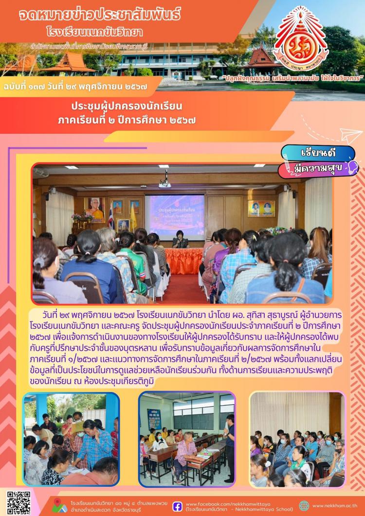 ประชุมผู้ปกครองนักเรียน ภาคเรียนที่ ๒ ปีการศึกษา ๒๕๖๗