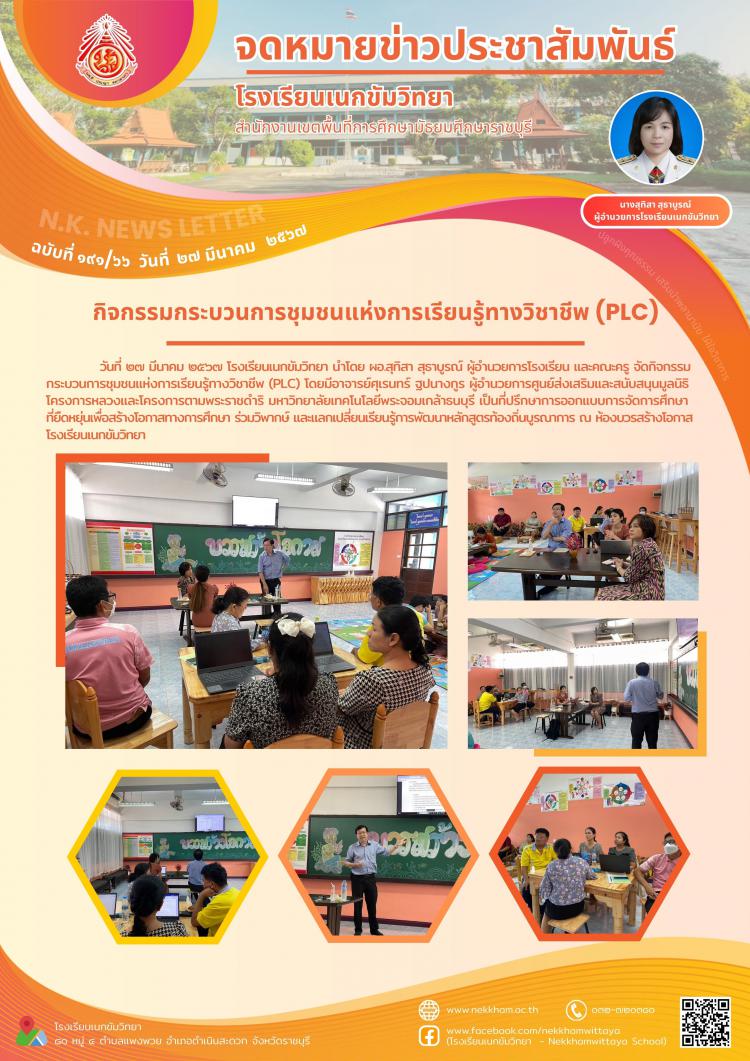 กิจกรรมกระบวนการชุมชนแห่งการเรียนรู้ทางวิชาชีพ (PLC) 